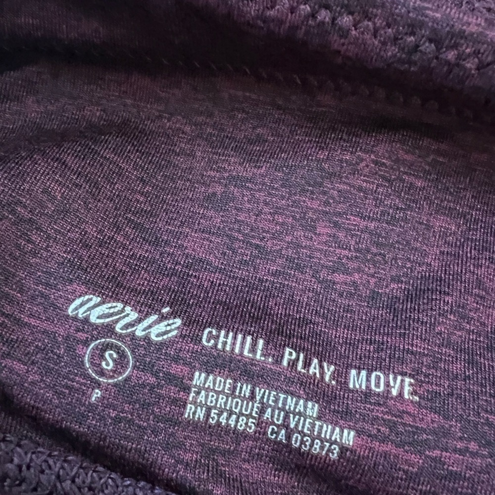 Aerie Chill Play Move Leggings Small Burgundy Pocket High Rise Stretch - Picture 2 of 2